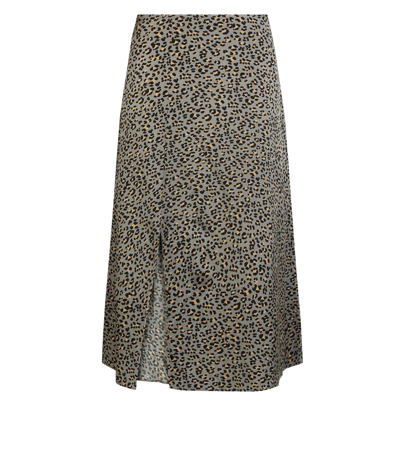 Petite Light Grey Leopard Print  Midi Skirt  Image 4