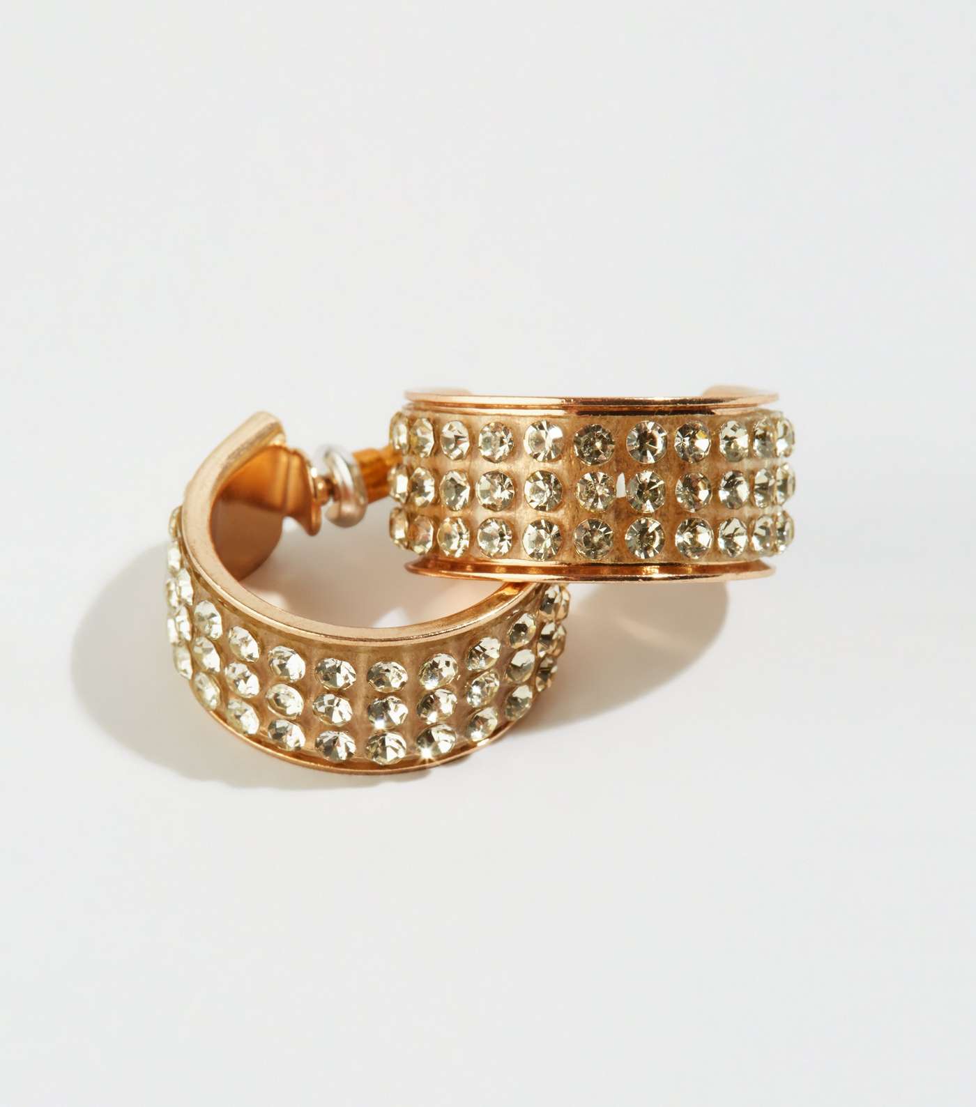 Gold Diamanté Mini Hoop Earrings Image 3