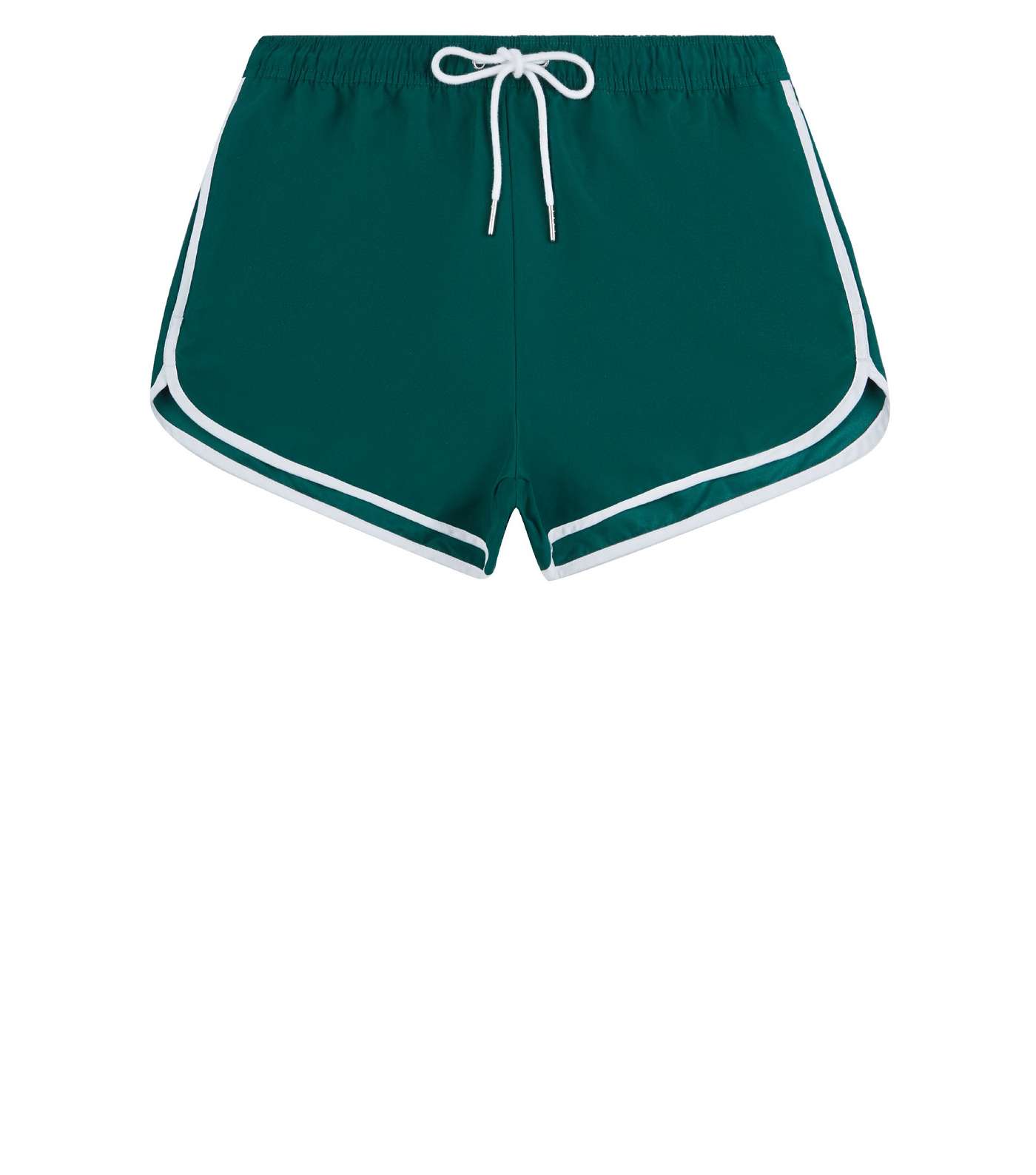 Green Contrast Piping Swim Shorts Image 4