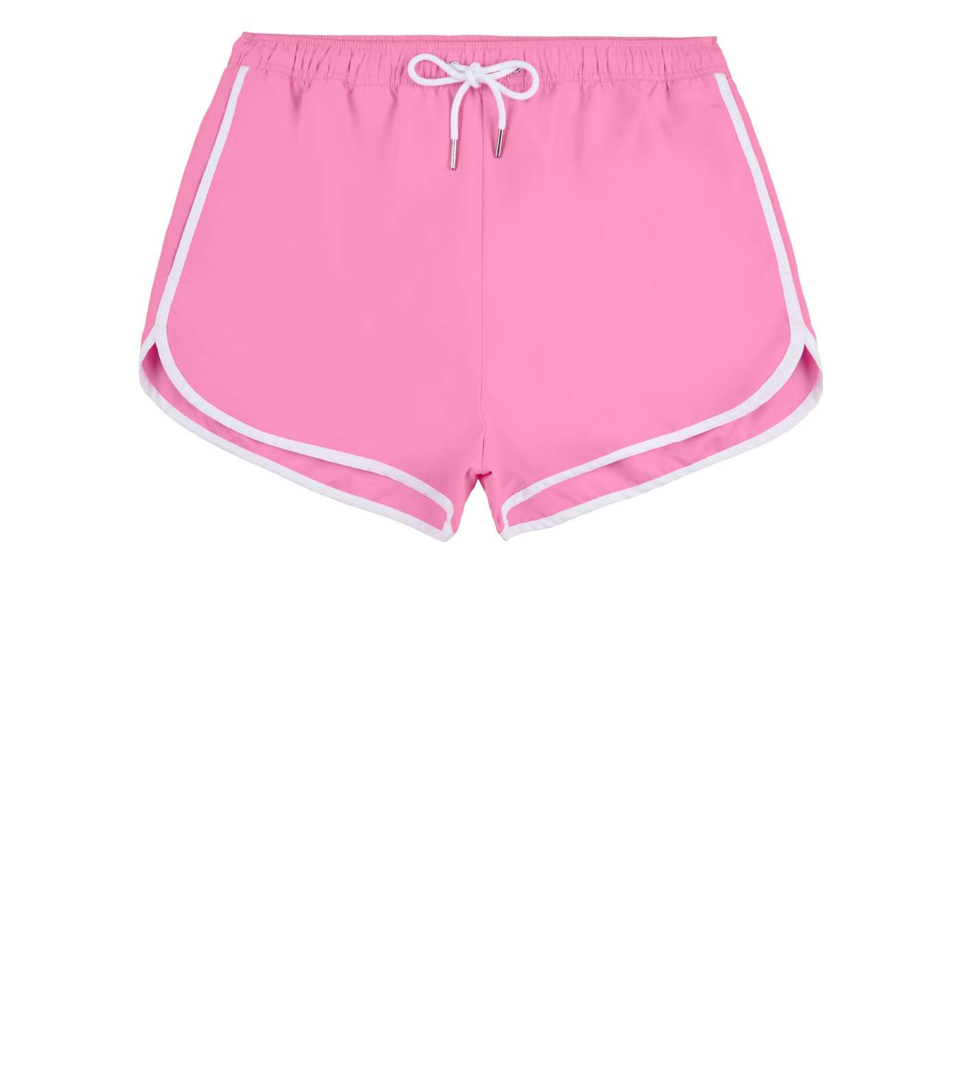 Pink Contrast Piping Swim Shorts Image 4