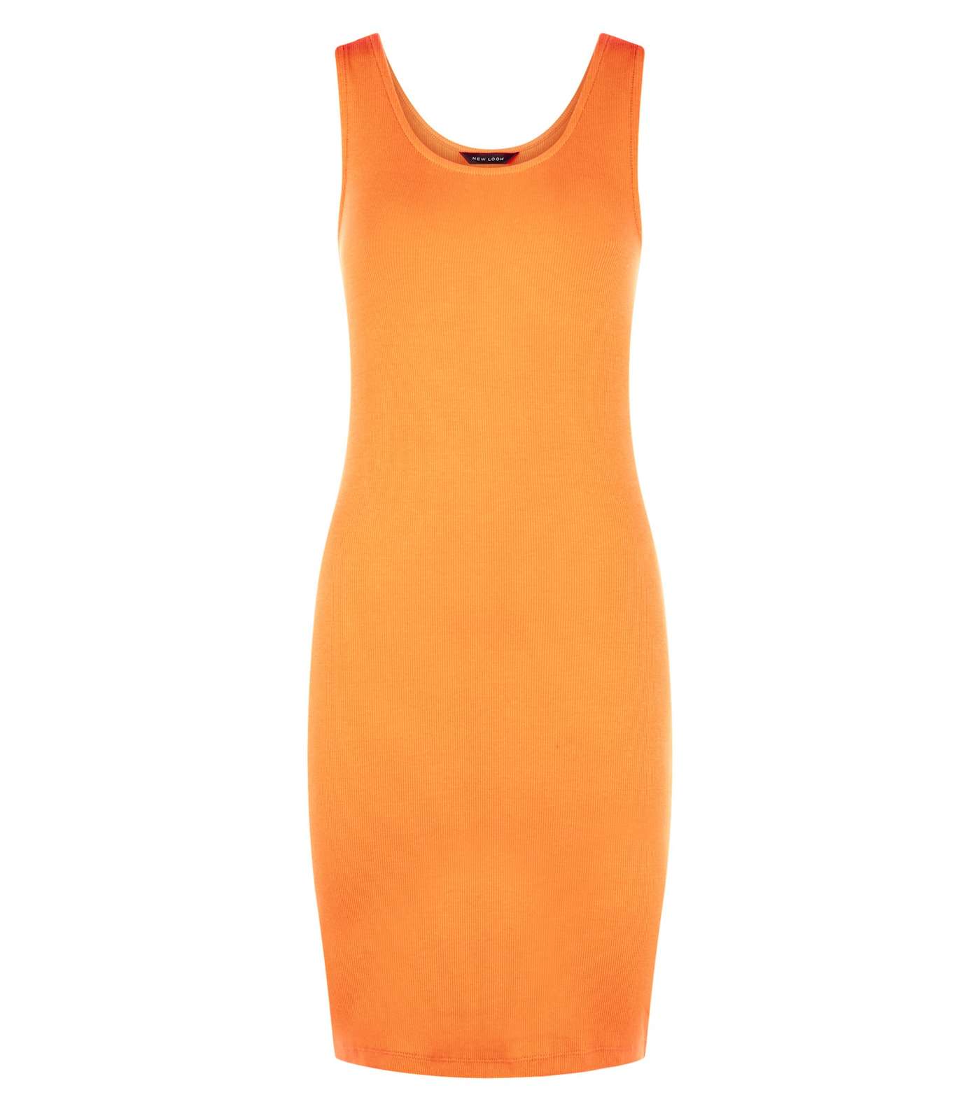 Bright Orange Neon Ribbed Bodycon Dress  Image 4
