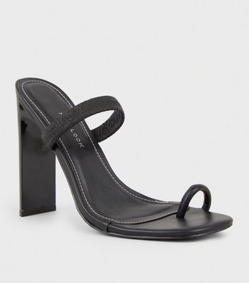 black toe loop heels