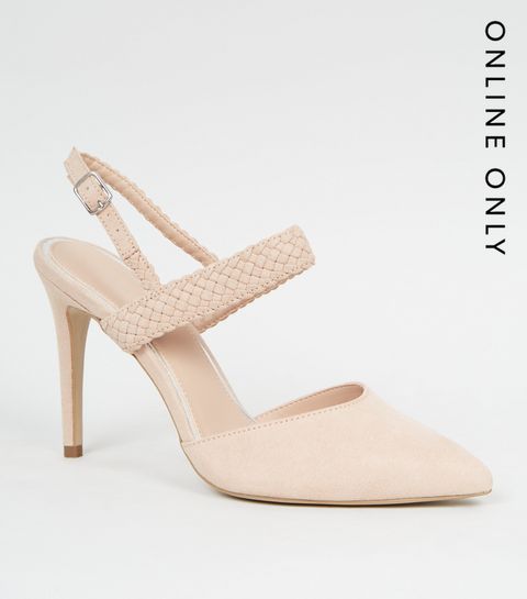 Nude Woven Strap 2 Part Court Shoes