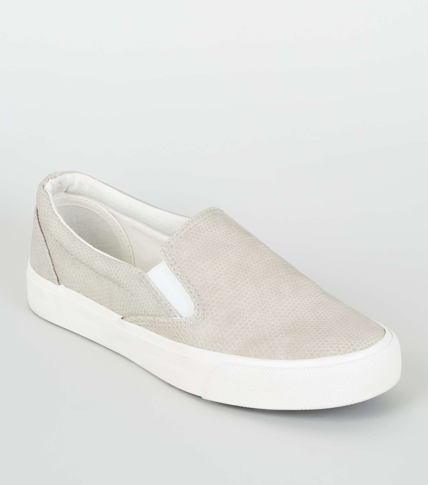 Girls Grey Faux Snake Slip On Trainers