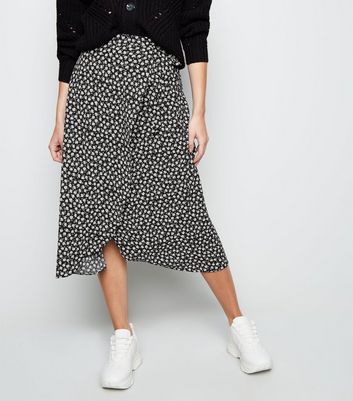 black and white midi skirt new look