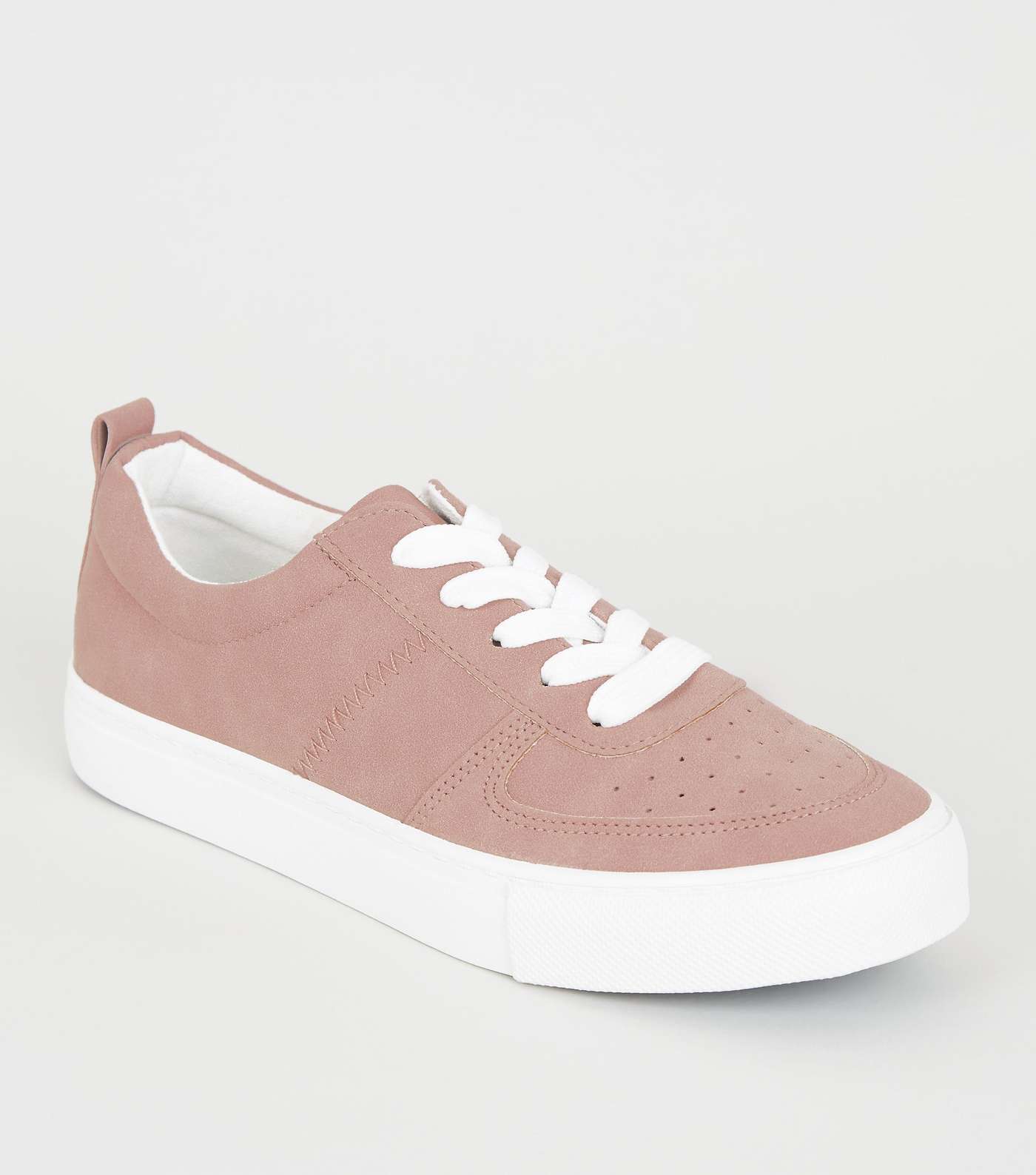 Girls Pink Suedette Lace Up Trainers