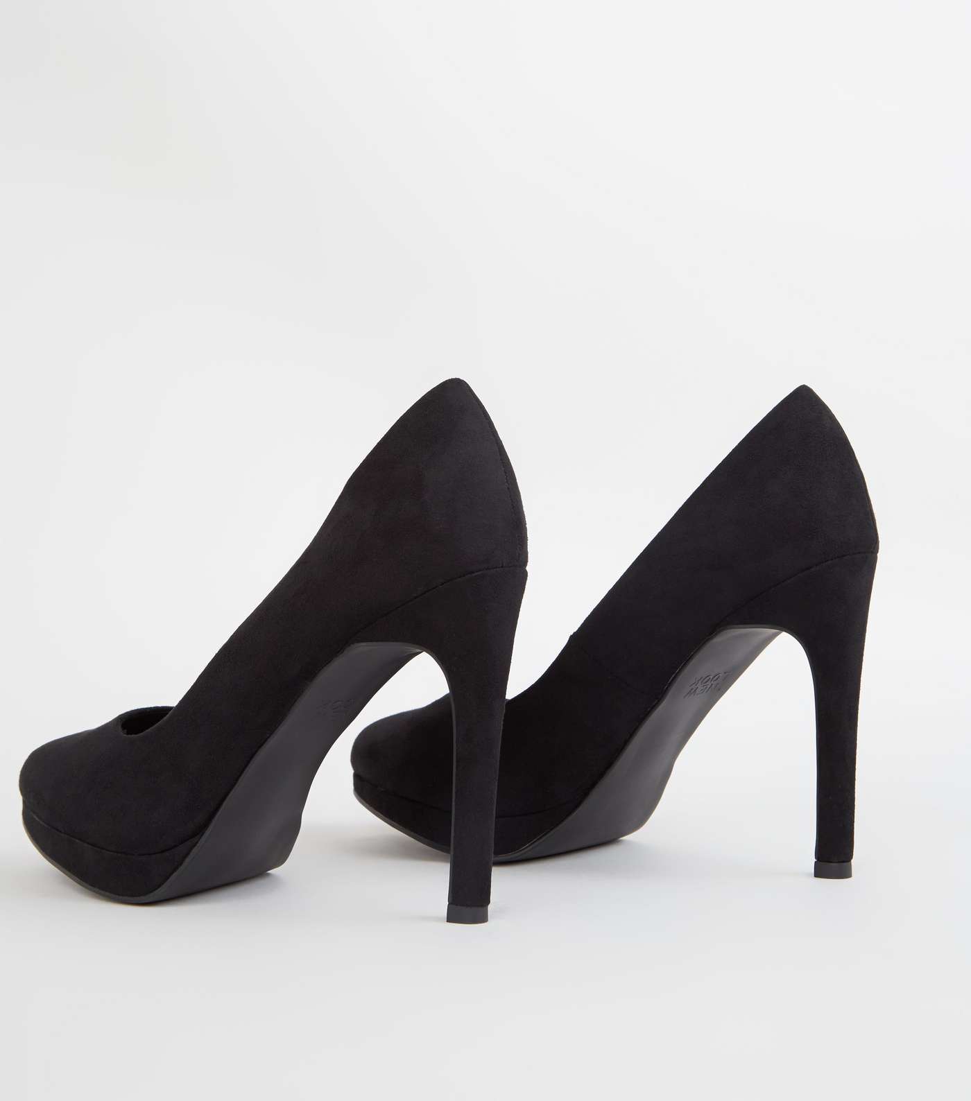 Black Suedette Platform Court Shoes Image 4