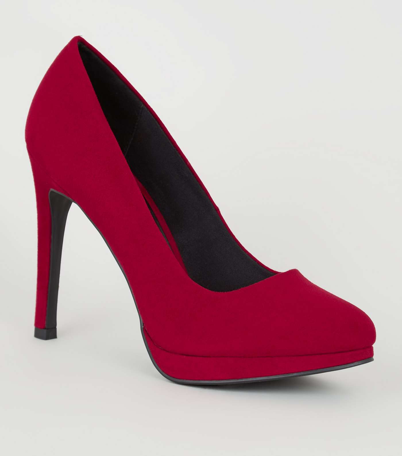 Red Suedette Platform Court Shoes
