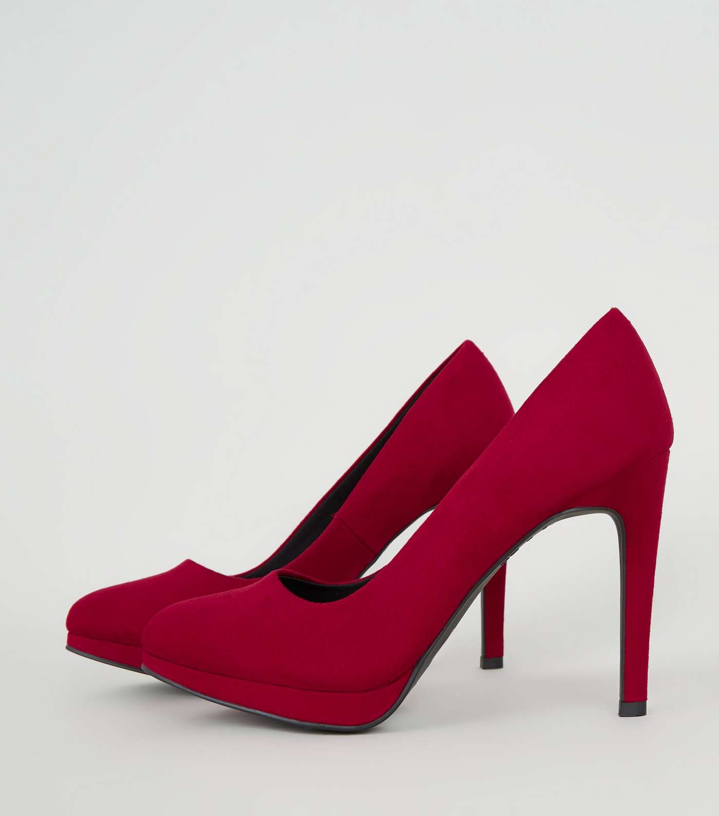 Red Suedette Platform Court Shoes Image 3