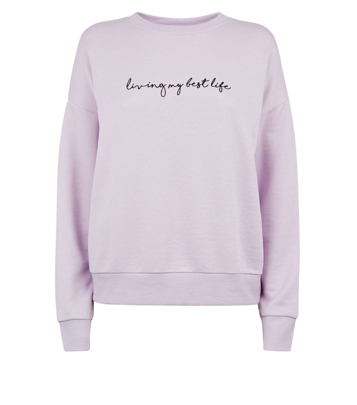 Lilac Living My Best Life Slogan Sweatshirt Image 4