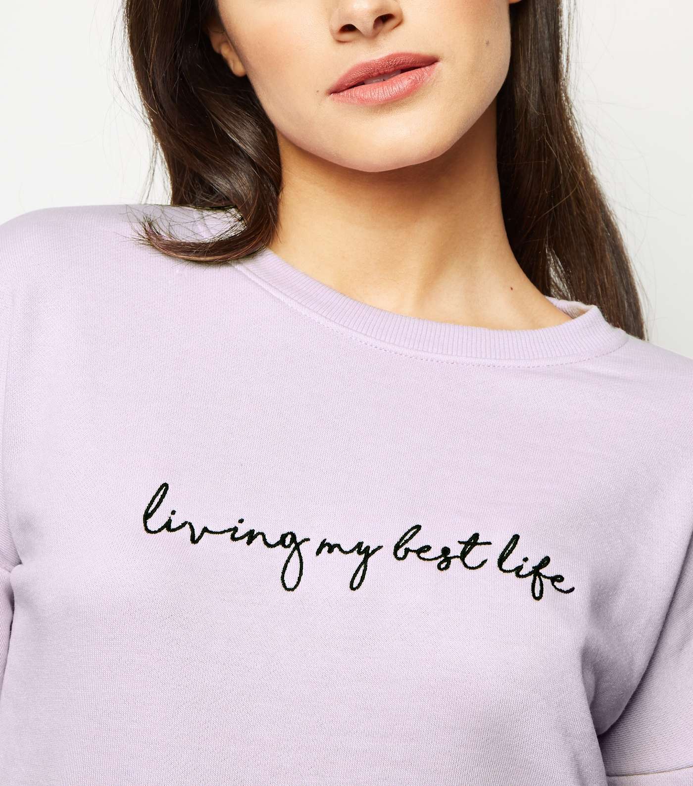 Lilac Living My Best Life Slogan Sweatshirt Image 6