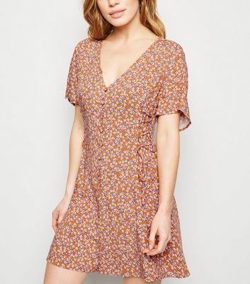 new look orange floral dress