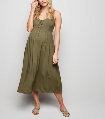 new look khaki midi dress