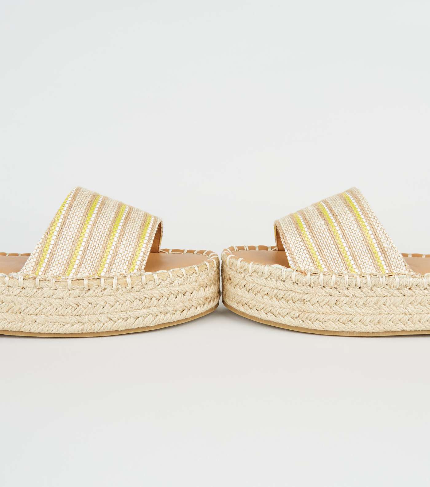 Yellow Stripe Espadrille Flatform Sandals Image 3