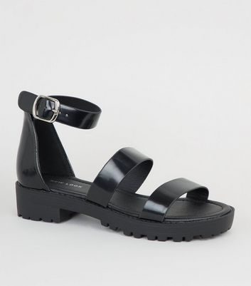 Black Chunky Strap Sandals | New Look