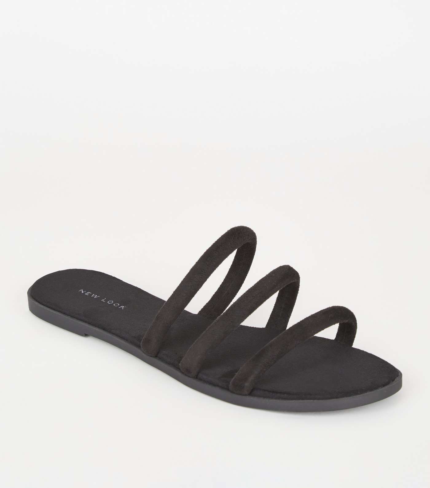 Black Suedette Tube Strap and Insole Sliders