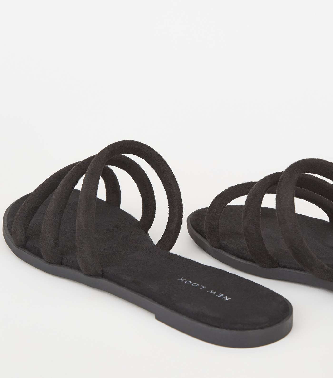 Black Suedette Tube Strap and Insole Sliders Image 3