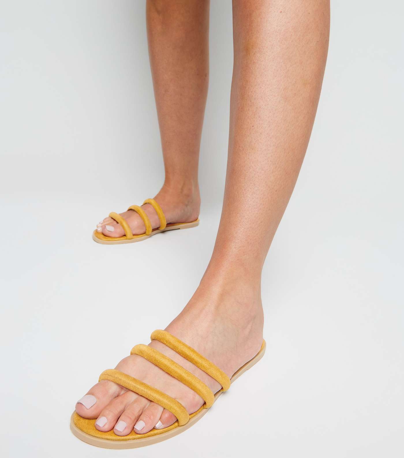 Mustard Suedette Tube Strap Sandals Image 2