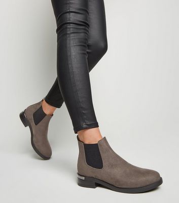 grey wide fit boots