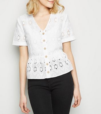 White broderie cheap peplum top