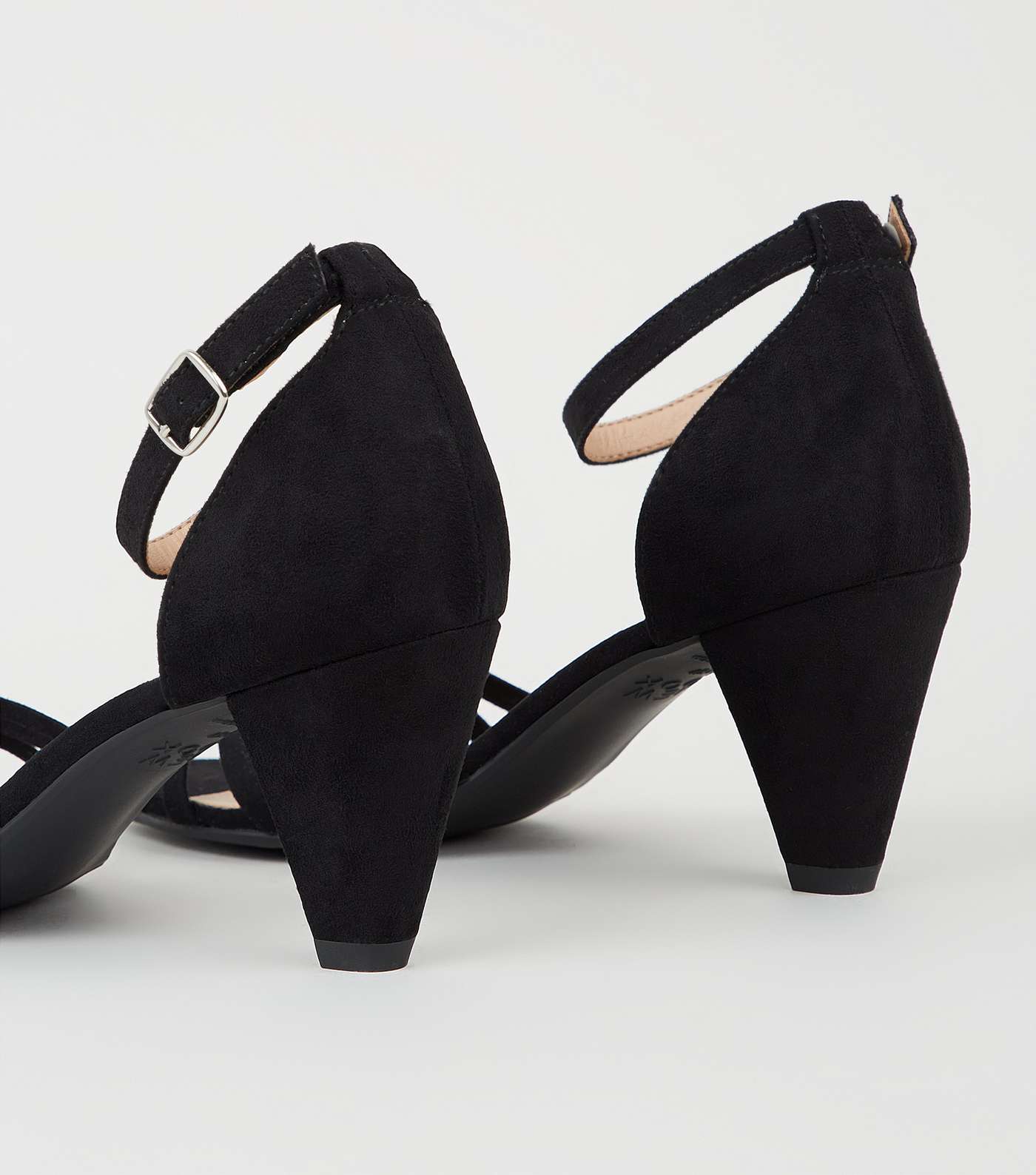 Girls Black Suedette Cone Heel Sandals  Image 3