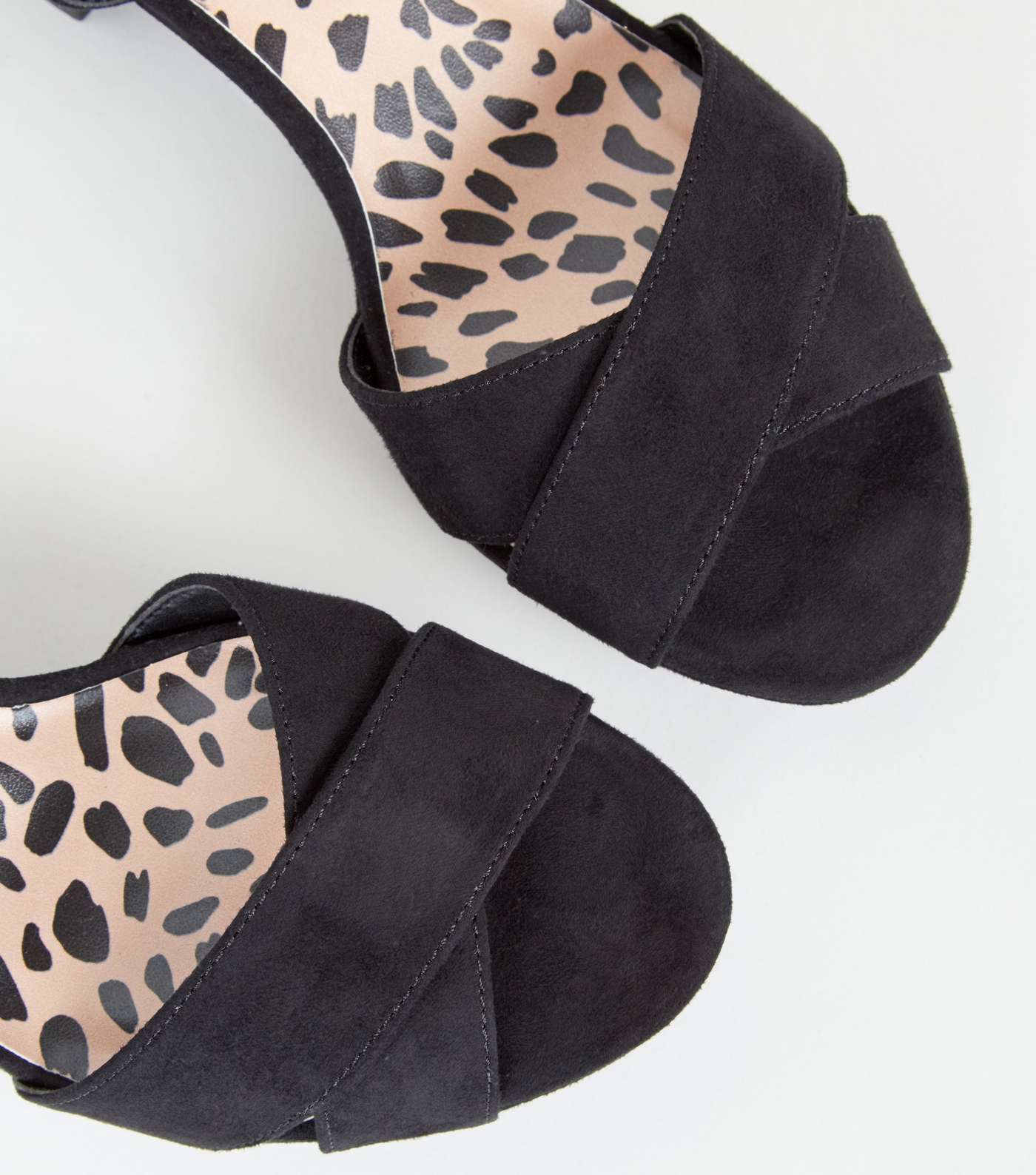 Girls Black Leopard Print Insole Platform Sandals Image 4