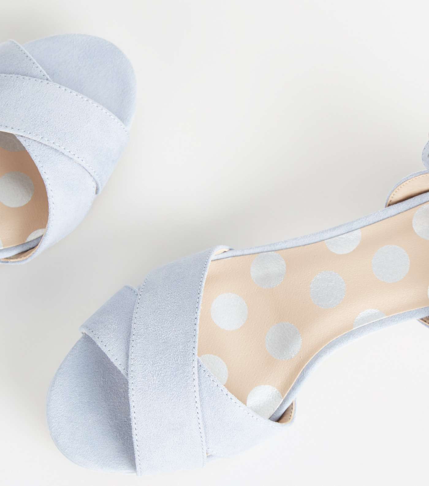 Girls Pale Blue Spot Print Insole Platform Sandals Image 4