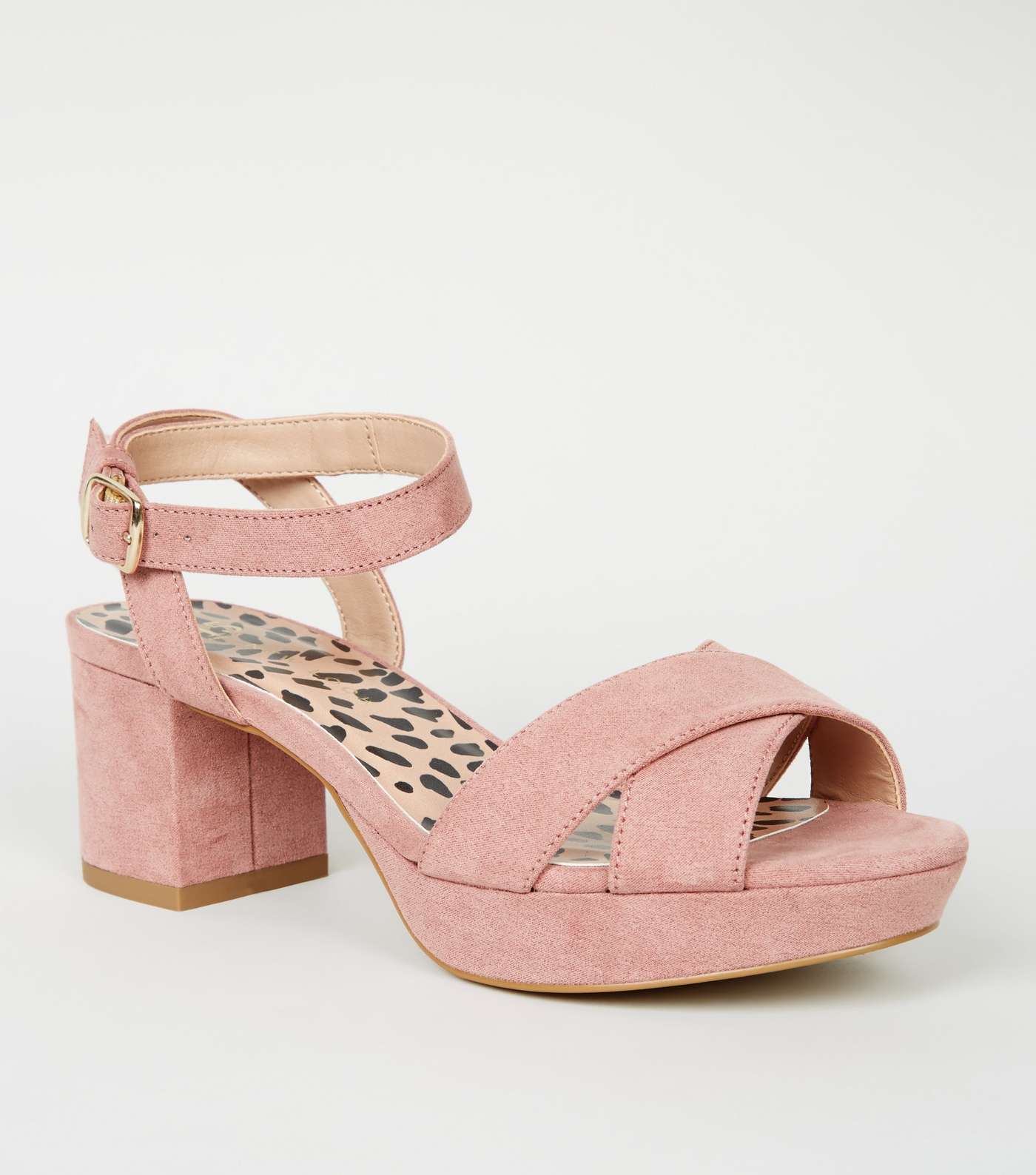 Girls Pink Leopard Print Insole Platform Sandals
