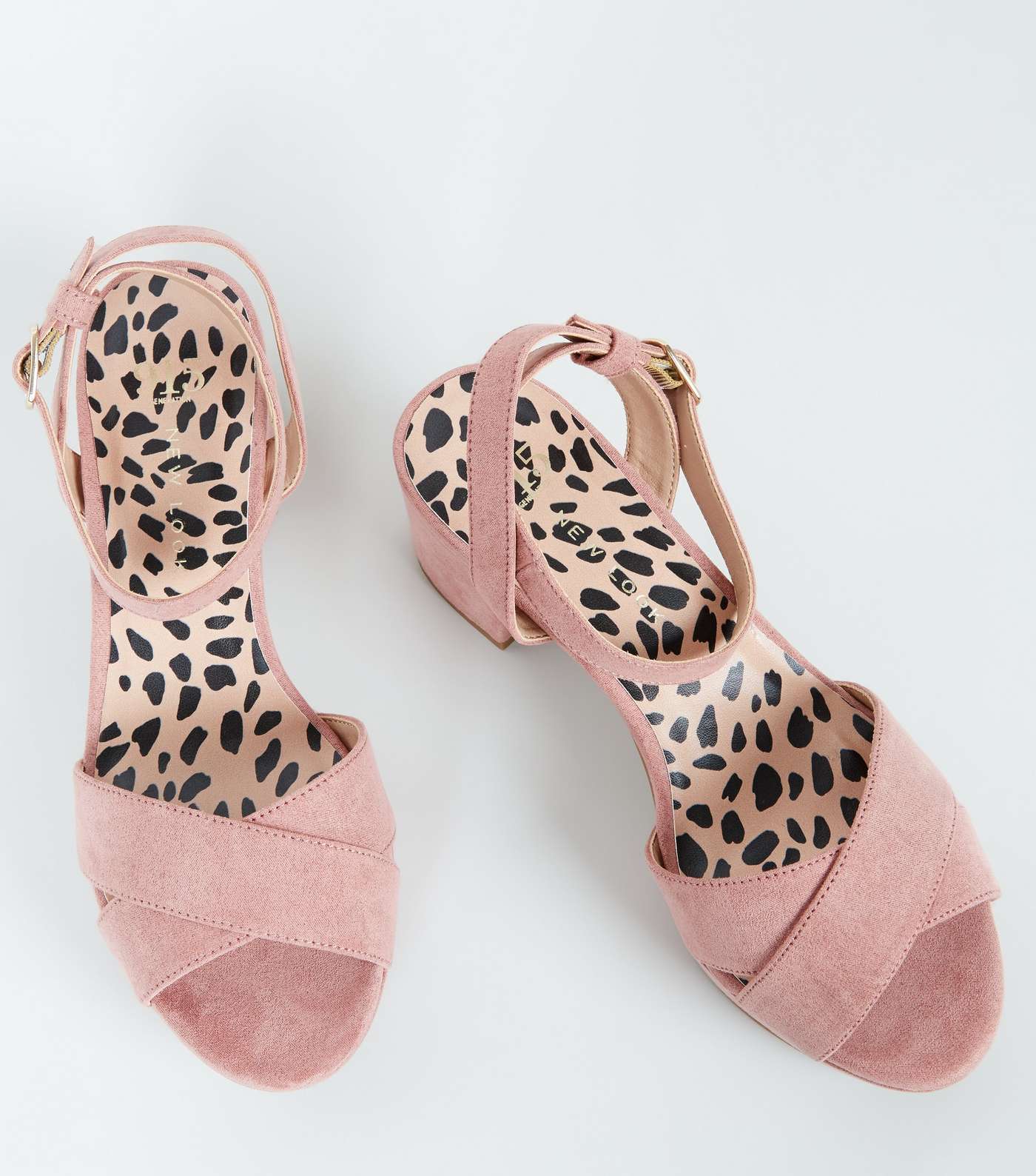 Girls Pink Leopard Print Insole Platform Sandals Image 3