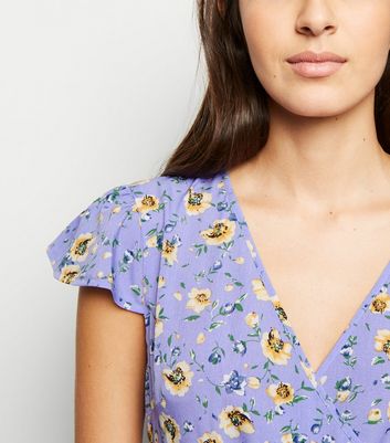Blue Vanilla Lilac Floral Tulip Wrap Dress New Look shop for Blue Vanilla Lilac Floral Tulip Wrap Dress New Look at Shopo