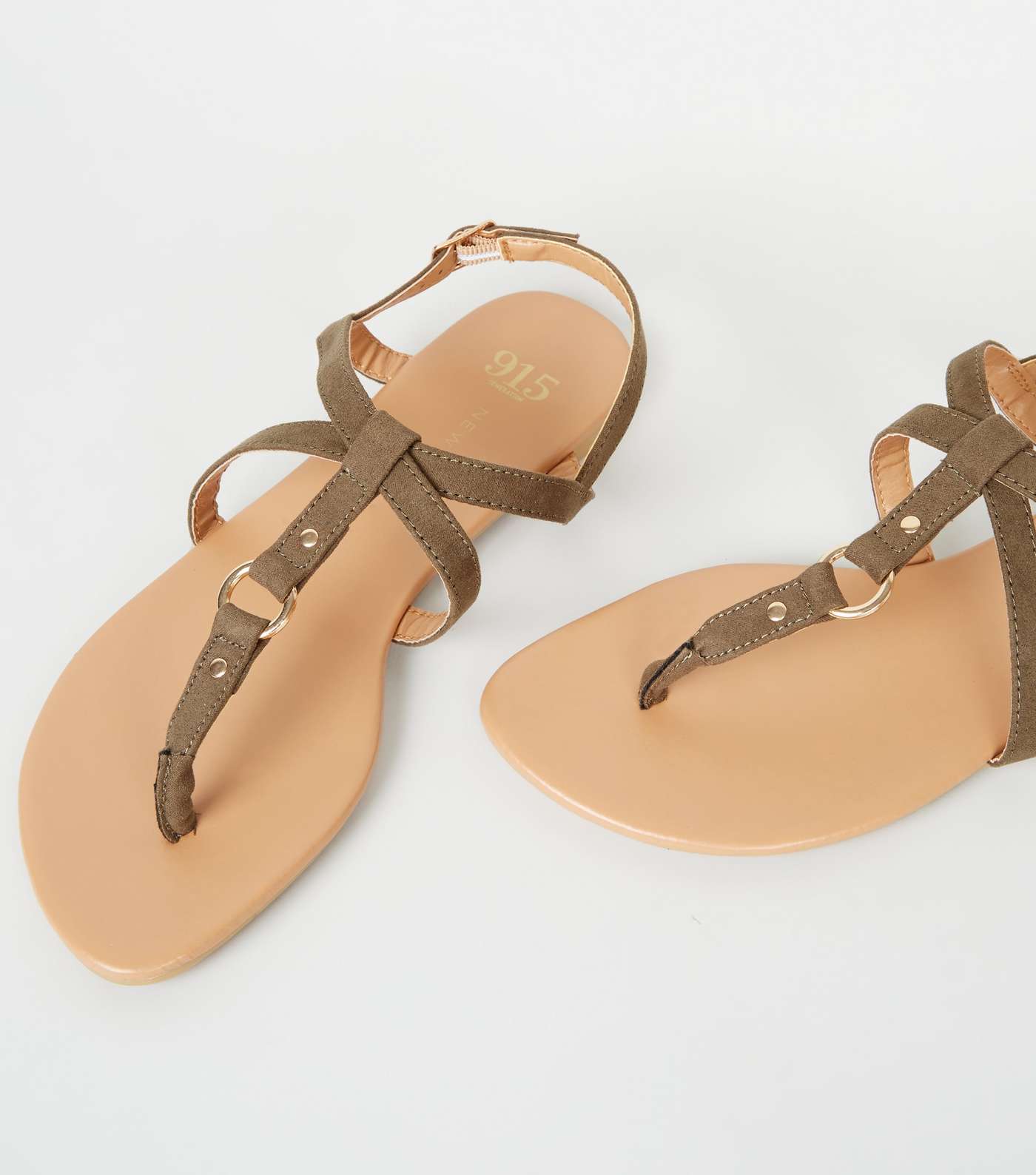 Girls Khaki Ring Cross Strap Sandals Image 3
