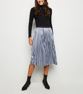 new look blue pleated skirt