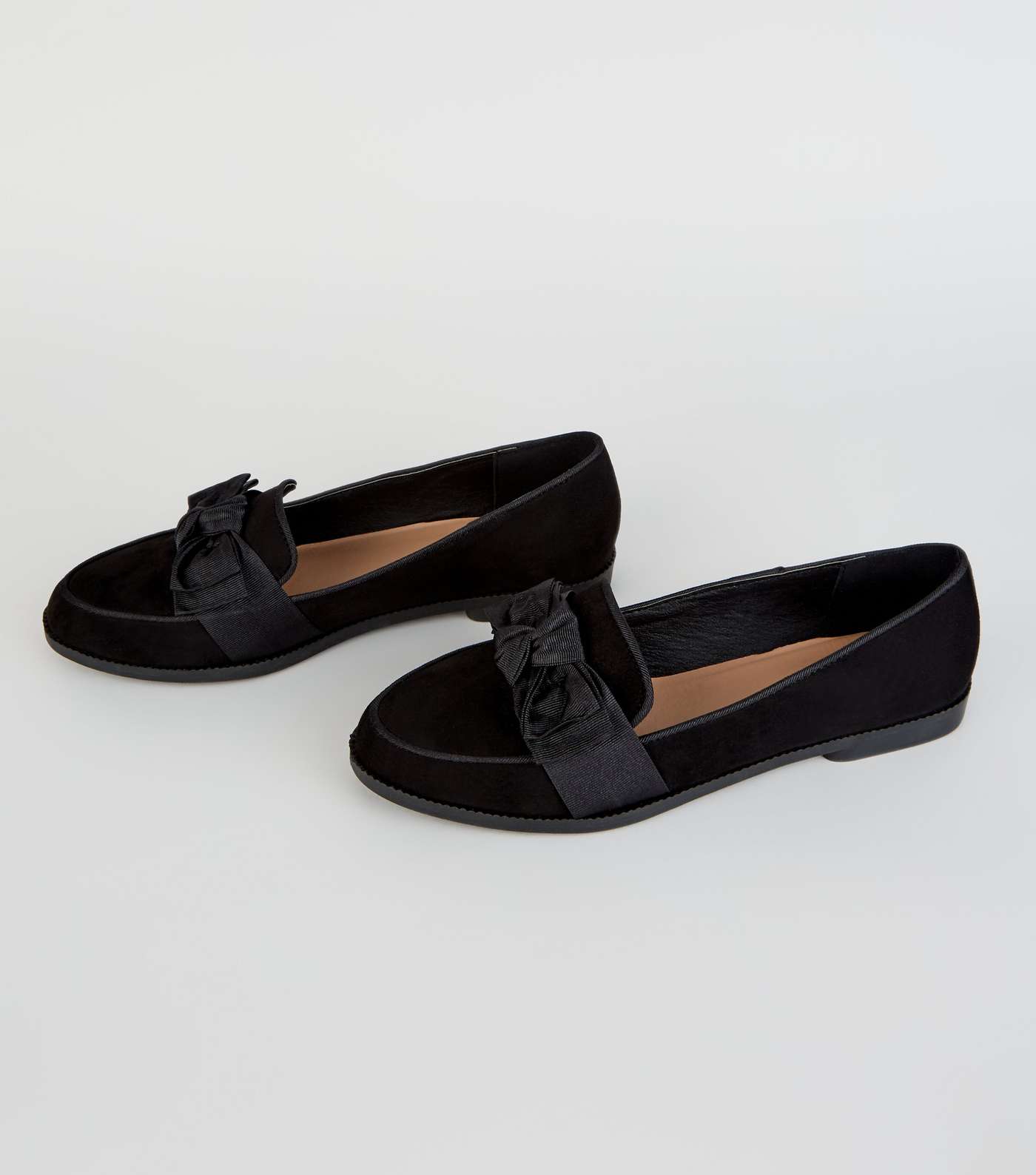 Girls Black Suedette Bow Front Loafers  Image 4