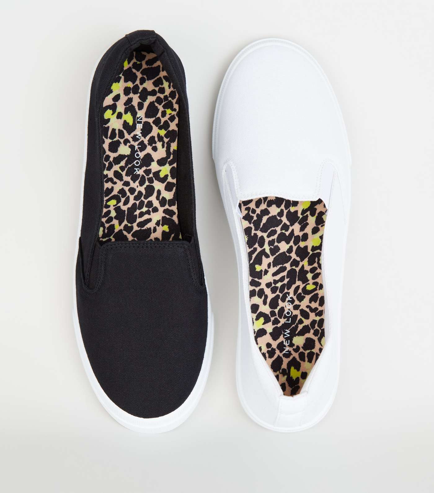 Black Canvas Contrast Sole Slip On Trainers Image 4