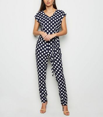 navy polka dot playsuit