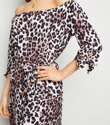 animal print bardot dress