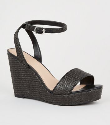 black wedge shoes wide fit