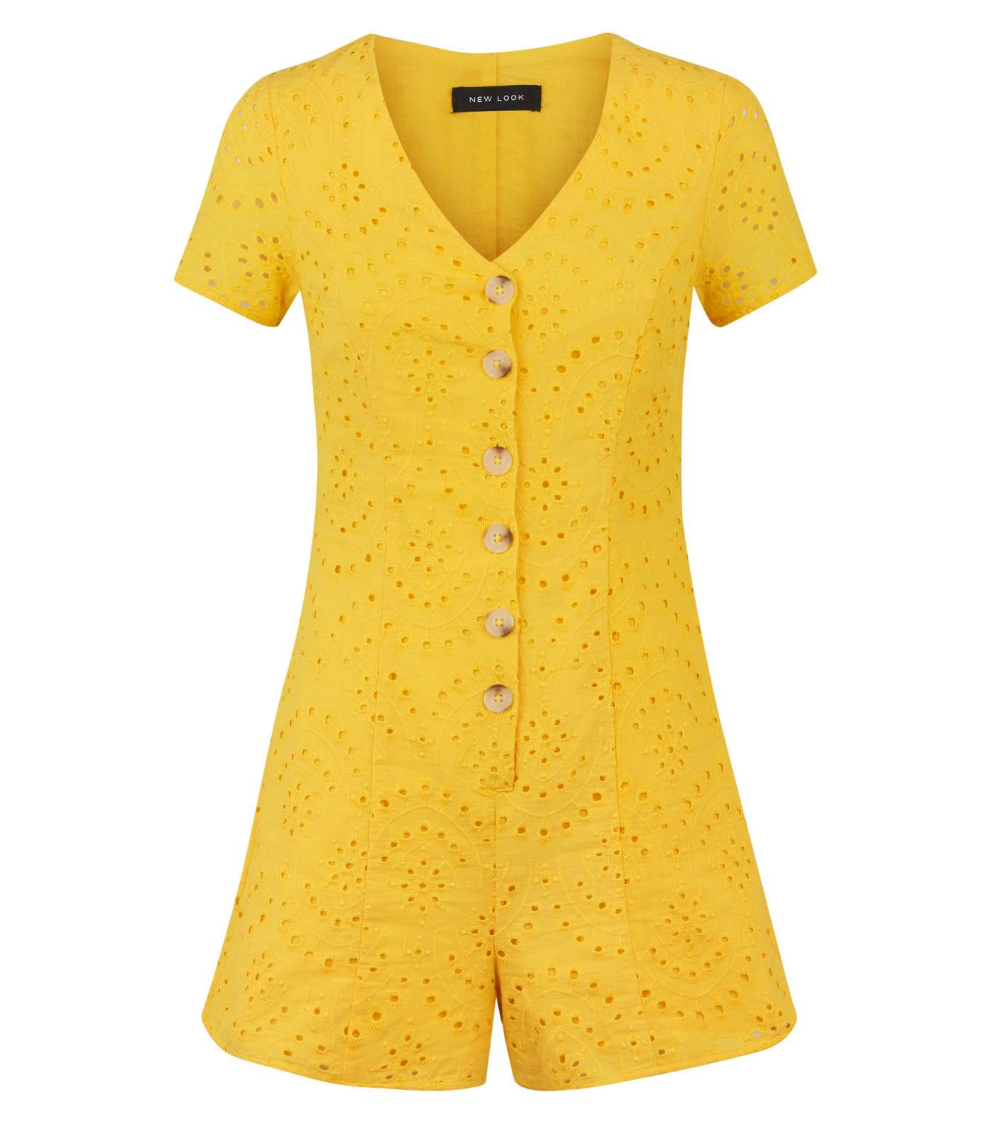 Yellow Broderie Playsuit  Image 4