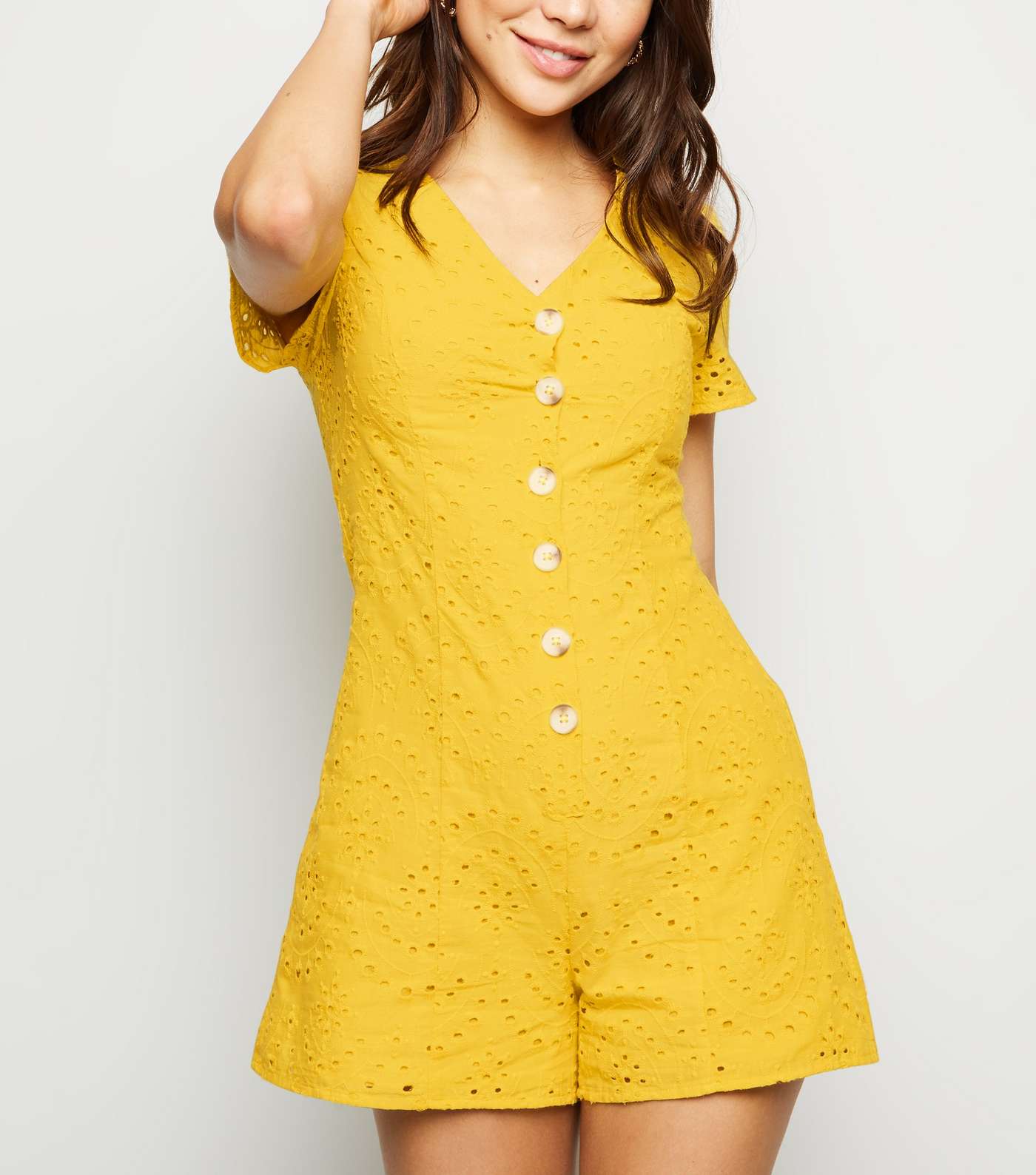 Yellow Broderie Playsuit  Image 2