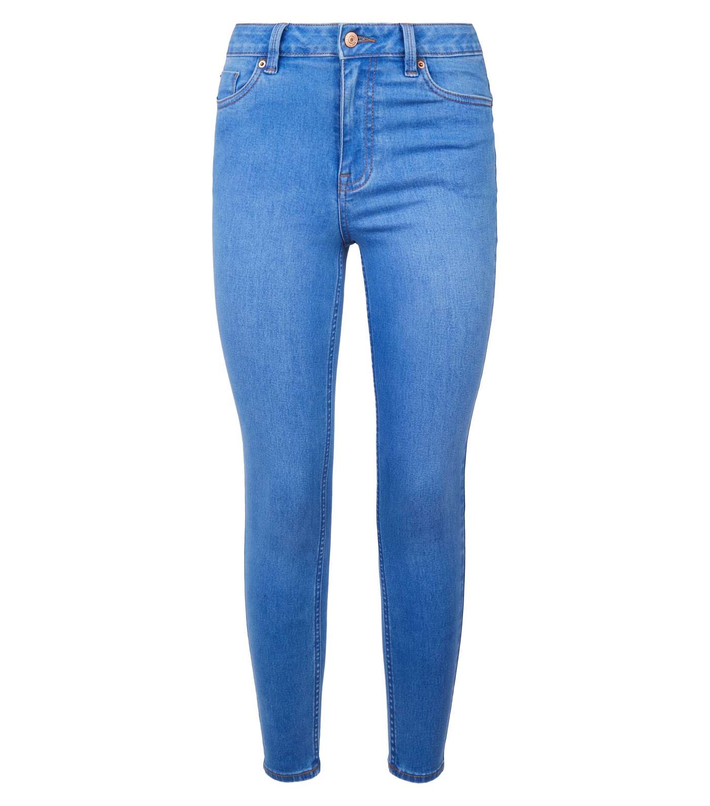 Petite Bright Blue Mid Rise India Super Skinny Jeans  Image 4