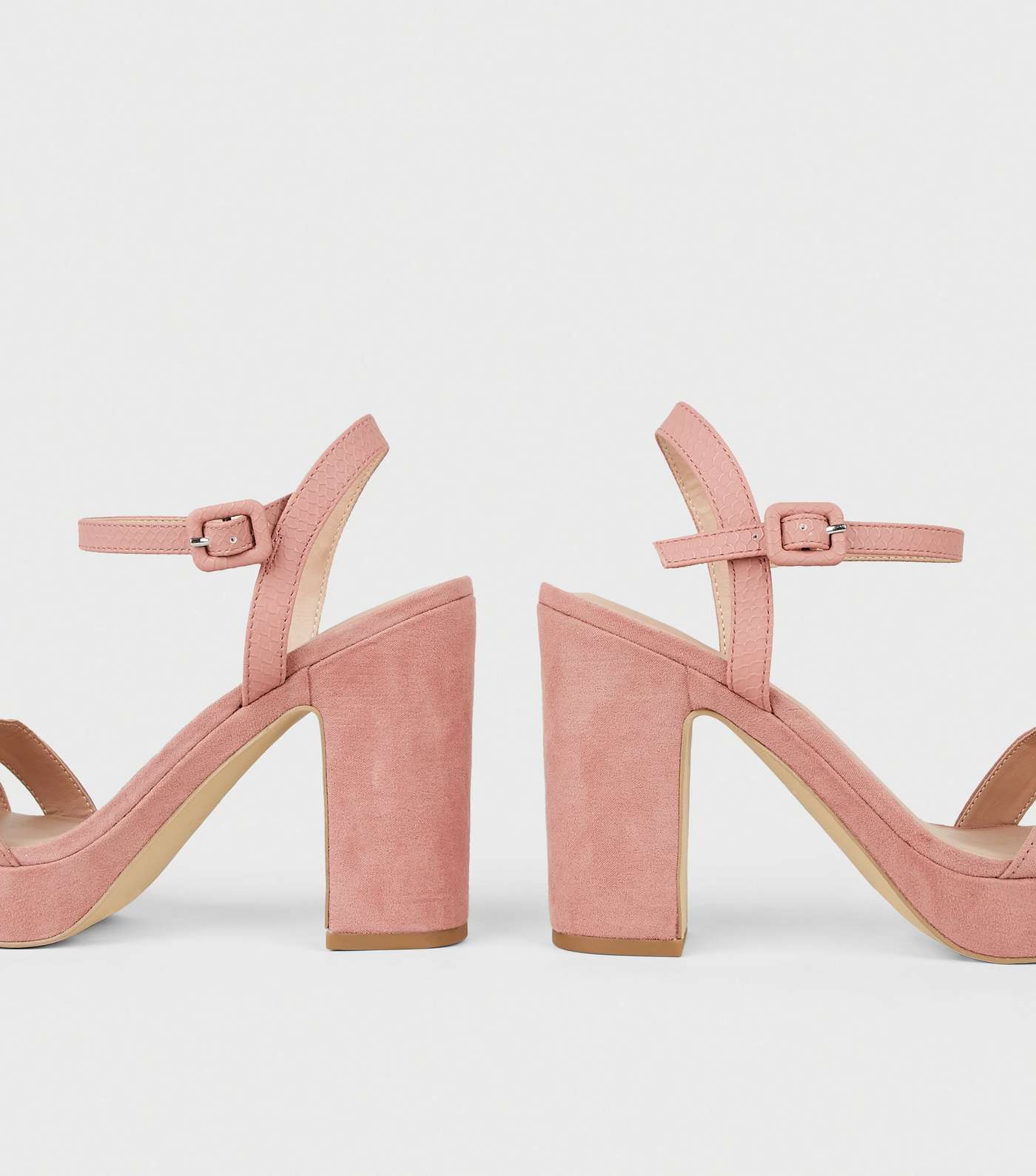 Wide Fit Pink Suedette Strappy Platform Sandals Image 4