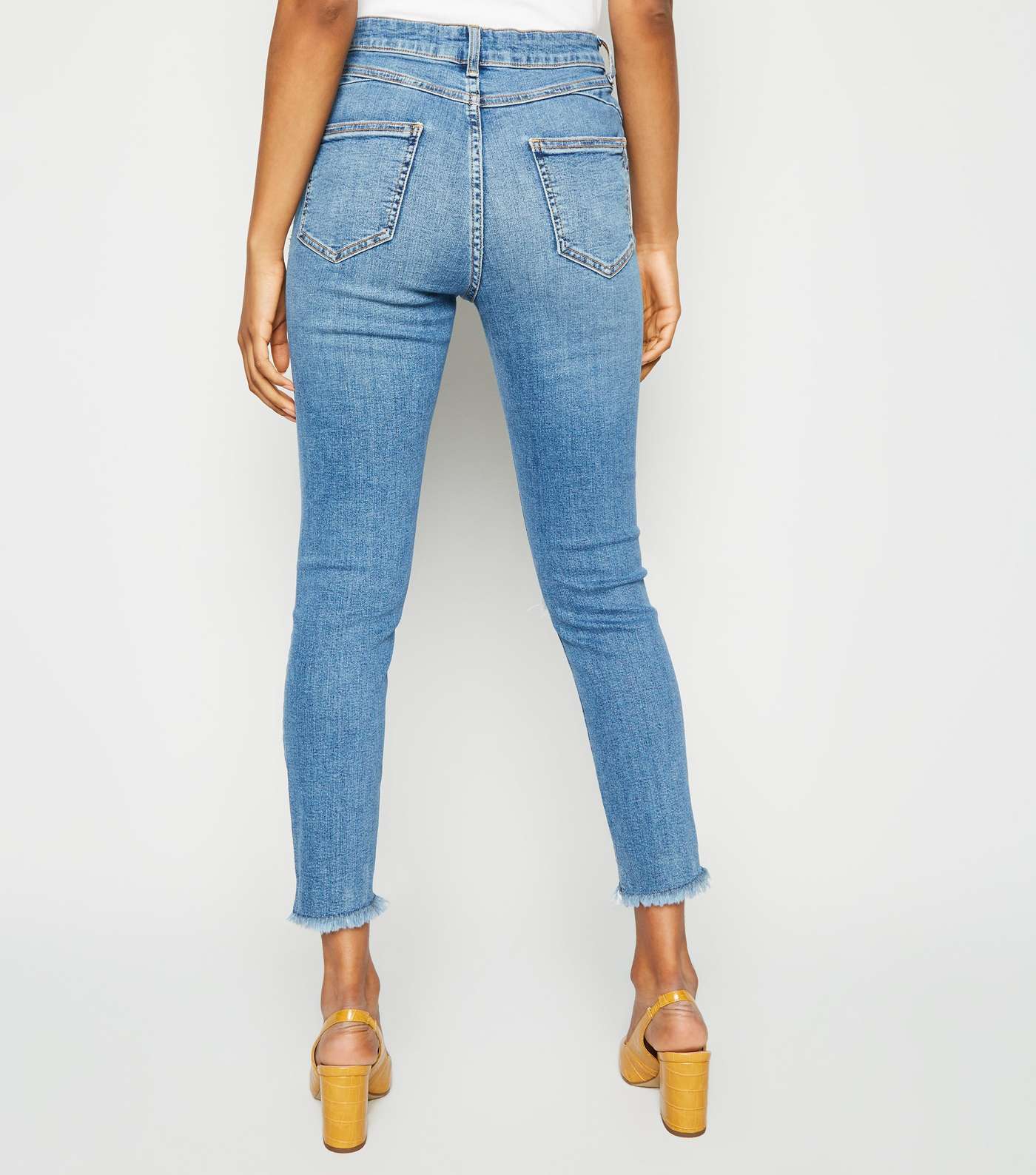 Petite Blue 'Lift & Shape' High Rise Ripped Jeans Image 5