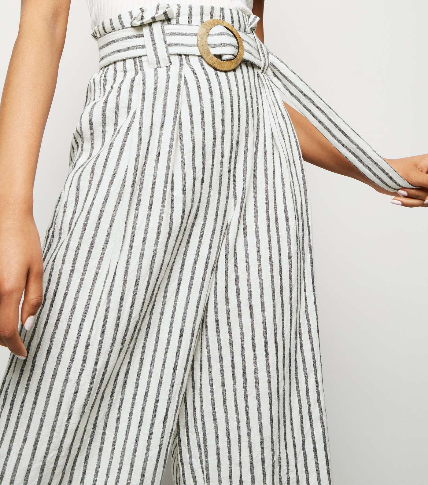 Petite Off White Linen Blend Cropped Trousers Image 5