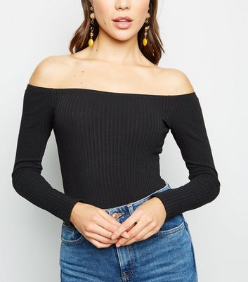 long sleeve bardot bodysuit