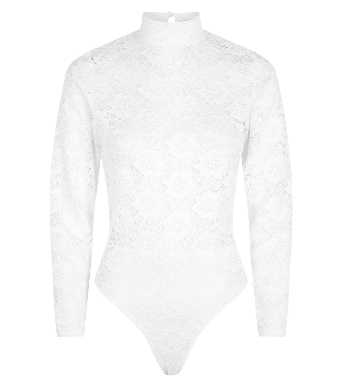Cream Lace Long Sleeve Bodysuit  Image 4