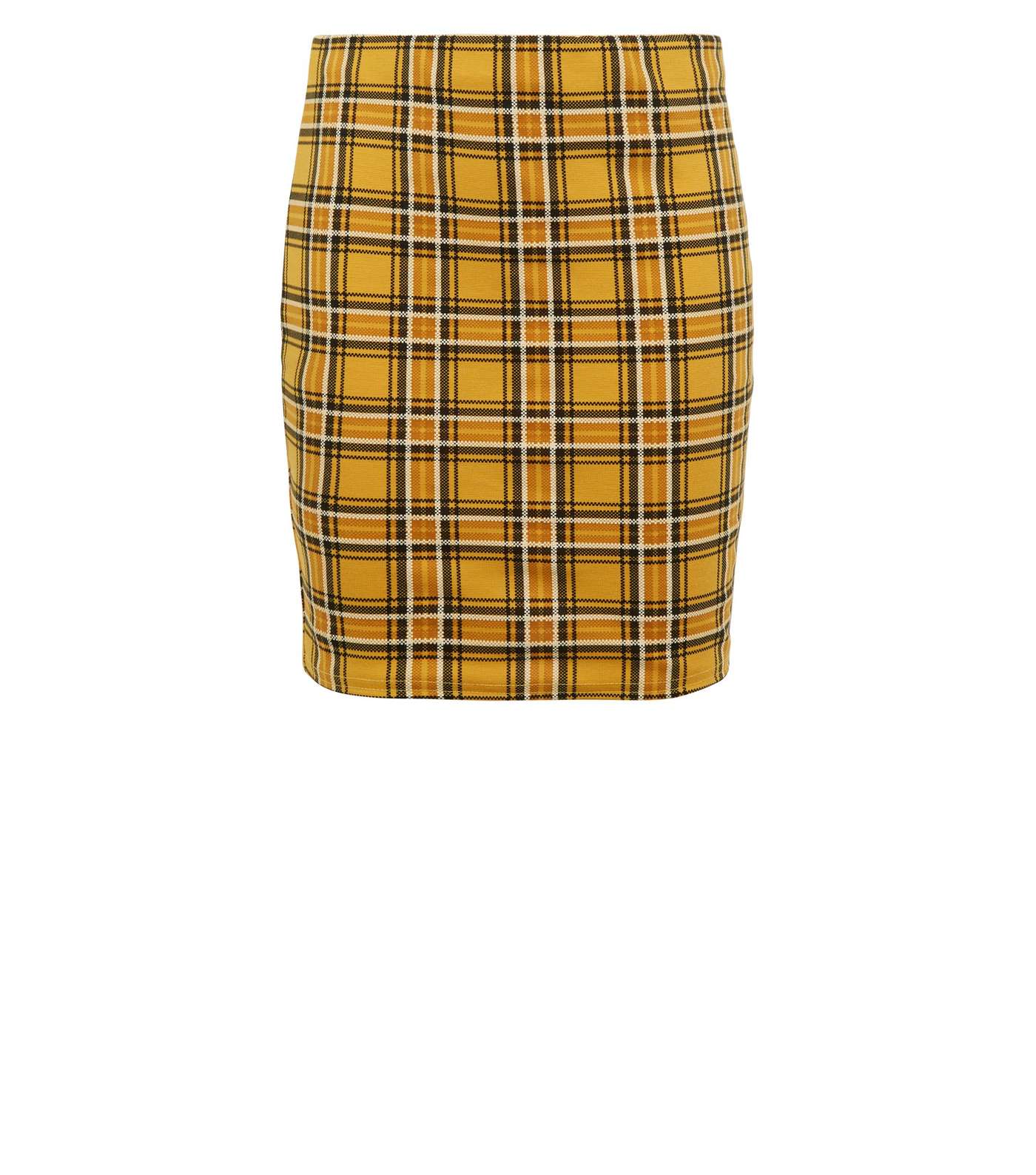 Girls Mustard Check Tube Skirt Image 4