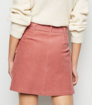hot pink cord skirt
