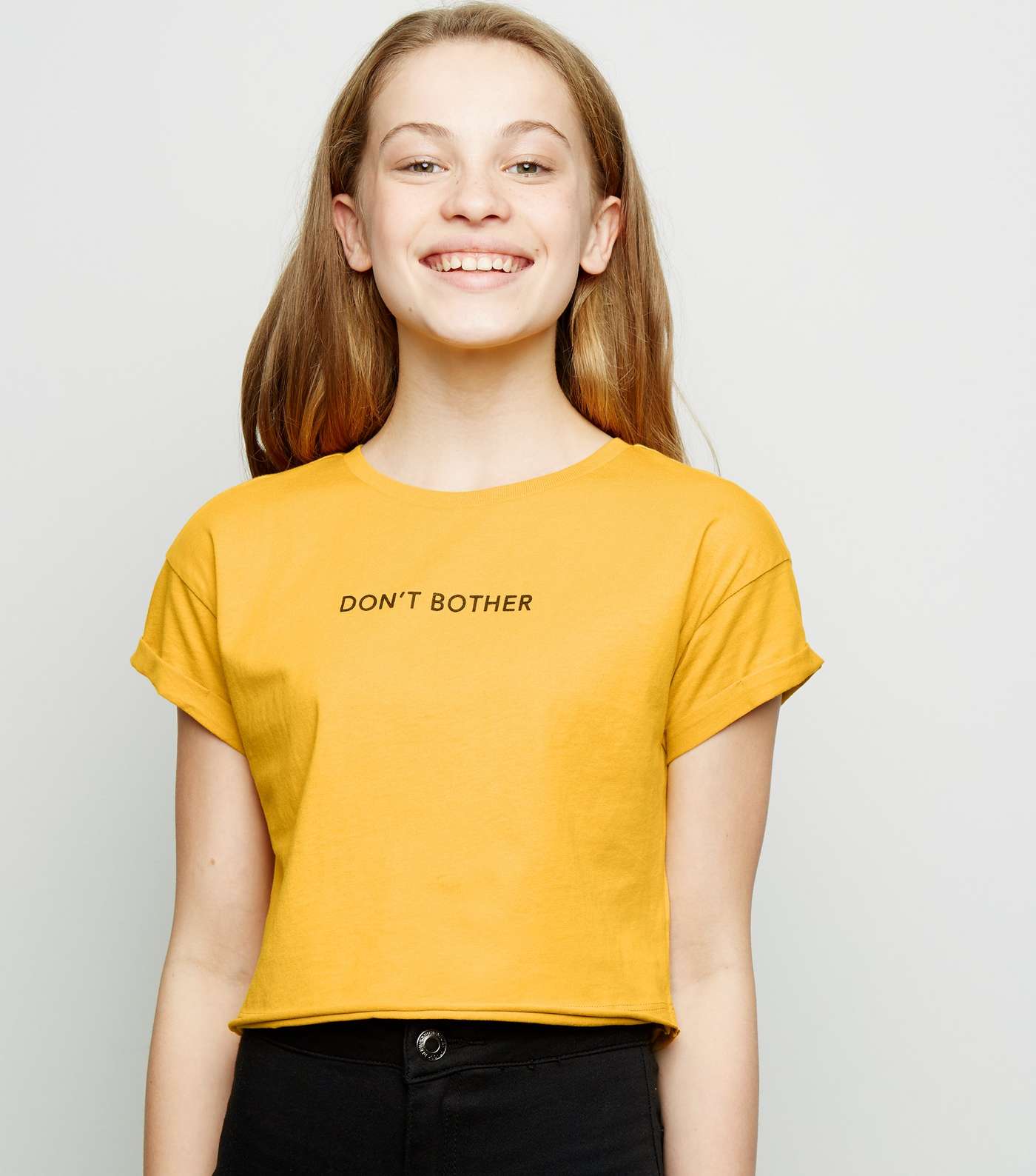 Girls Mustard Don't Bother Slogan T-Shirt