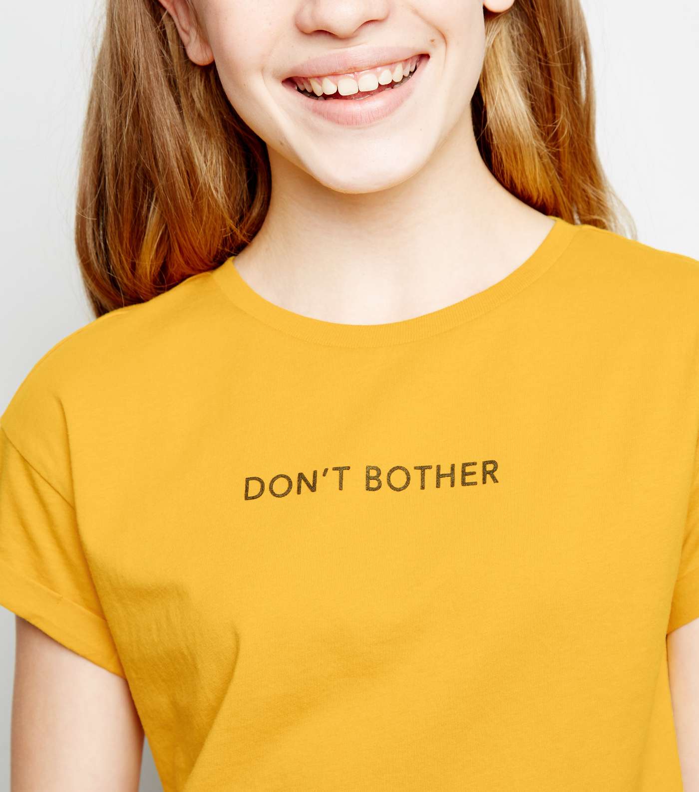 Girls Mustard Don't Bother Slogan T-Shirt Image 3