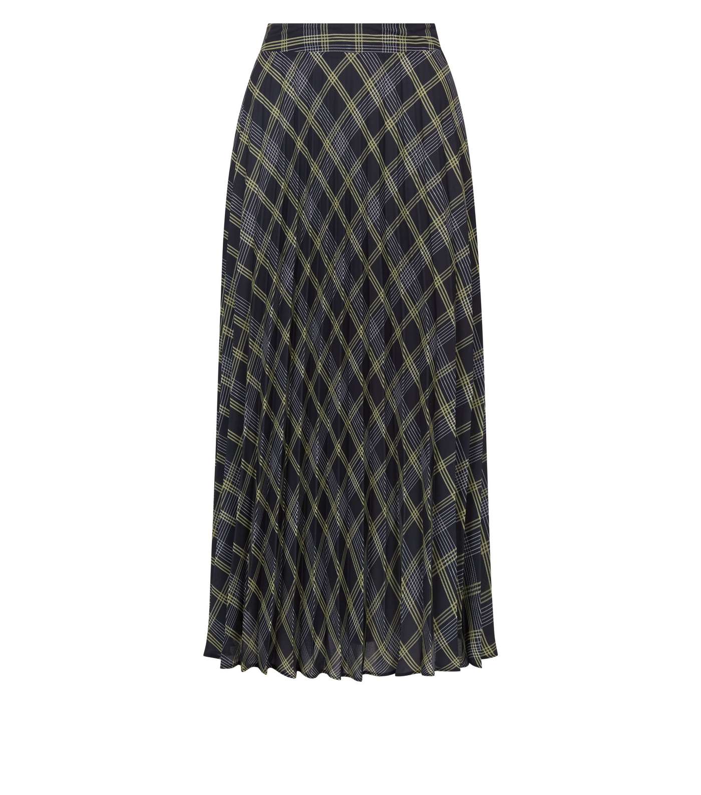Black Check Print Pleated Midi Skirt Image 4